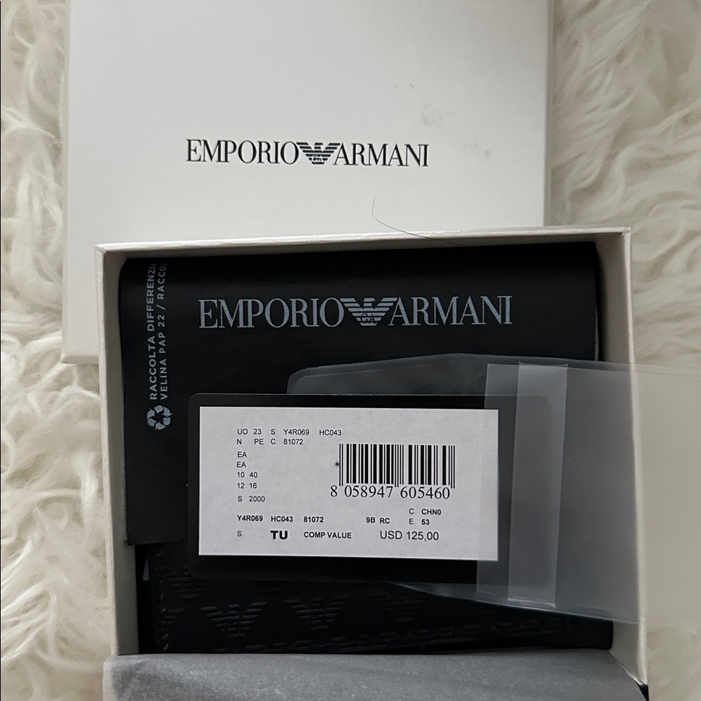 NEW Emporio Armani Embossed Black Card Holder - Picture 2 of 3